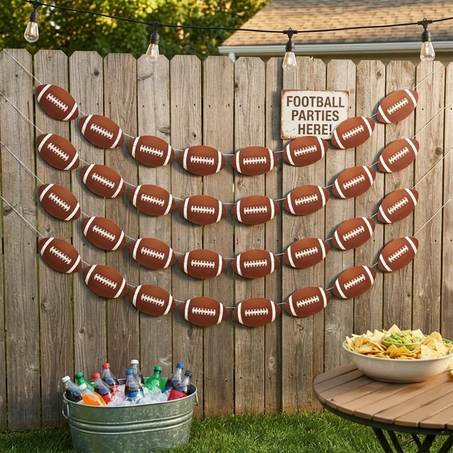 Alt view image 7 of 7 - Football Party Decorations, 4-Pack Football Banner Garland | Football Hanging Garland for Home Classroom Sports Theme Birthday Party Supplies