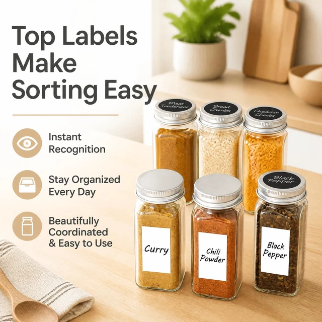 Alt view image 4 of 7 - 6Pcs 4oz Spice Jars with Label, Empty Seasoning Containers with Shaker Lids | Dual Label System | Multiple Scenarios | Dual-Lid Design | Durable Food-Grade Glass | Space-Saving