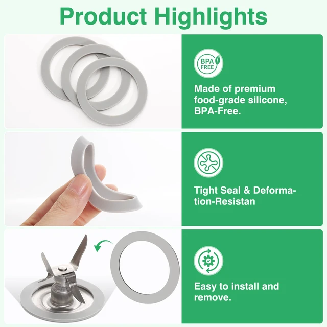 Alt view image 4 of 7 - 5Pcs Rubber Gaskets Seal O-Rings for Oster and Osterizer Blender Blade | Food-Grade Materials, Excellent Sealing & Leak-Proof, for Oster Blender Replacement Parts