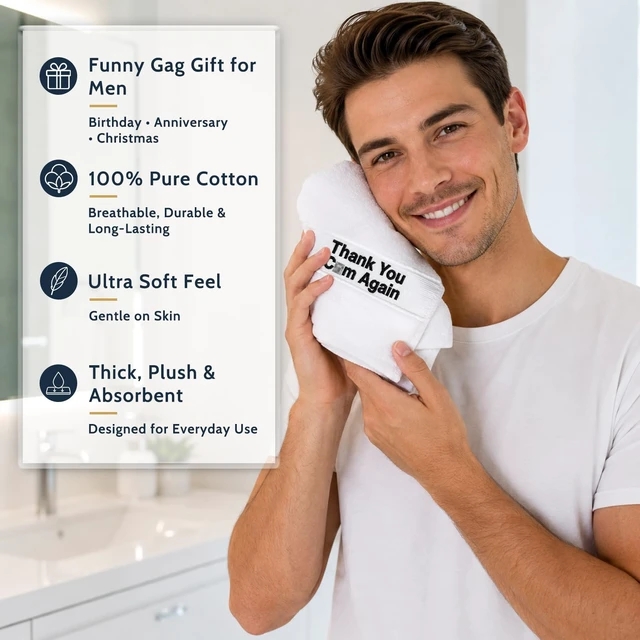 Alt view image 5 of 7 - Gifts for Him, Christmas Anniversary Birthday Gifts for Men Boyfriend Husband, Mens Birthday Gift Ideas, Bachelor Bachelorette Party Favors Funny Gag Gift for Men, 100% Cotton Hand Towels for Bathroom