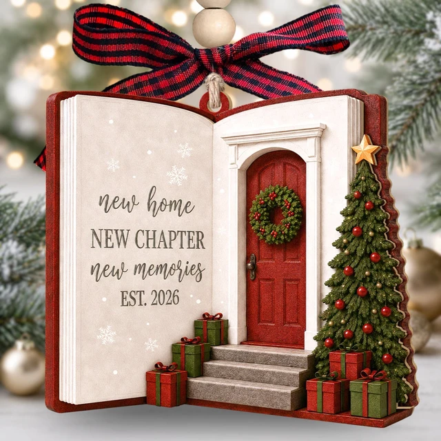 Main image of House Warming Gifts New Home - New Home Ornament 2026, New House Ornament | New House Ornament 2026 - House Warming Gifts New Home Couple - 2 Layered Wood First 1st Christmas in New Home Ornament