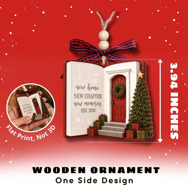 Alt view image 2 of 7 - House Warming Gifts New Home - New Home Ornament 2026, New House Ornament | New House Ornament 2026 - House Warming Gifts New Home Couple - 2 Layered Wood First 1st Christmas in New Home Ornament