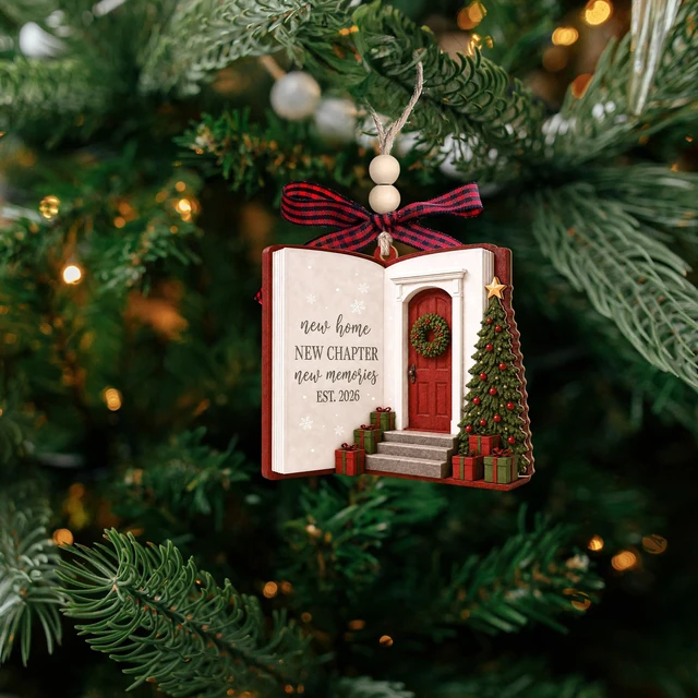 Alt view image 5 of 7 - House Warming Gifts New Home - New Home Ornament 2026, New House Ornament | New House Ornament 2026 - House Warming Gifts New Home Couple - 2 Layered Wood First 1st Christmas in New Home Ornament