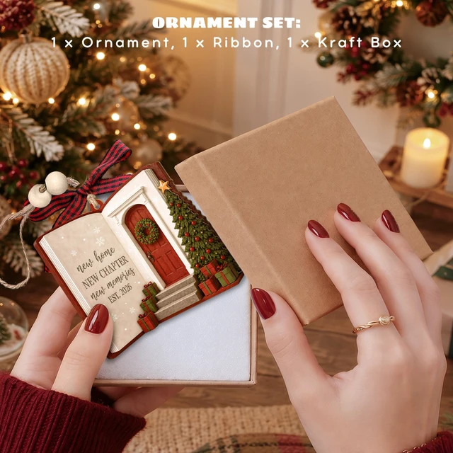 Alt view image 6 of 7 - House Warming Gifts New Home - New Home Ornament 2026, New House Ornament | New House Ornament 2026 - House Warming Gifts New Home Couple - 2 Layered Wood First 1st Christmas in New Home Ornament