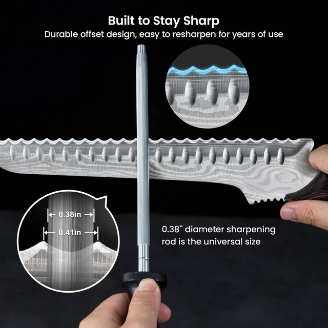 Alt view image 4 of 7 - 2026 New Upgraded Offset Bread Knife for Homemade Bread, 10.5 Inch | Resharpenable Serrated Knife, Ultra-Sharp Sourdough Slicing, Perfect Kitchen Gift, Designed for Cutting Cakes, Fruits & Meat