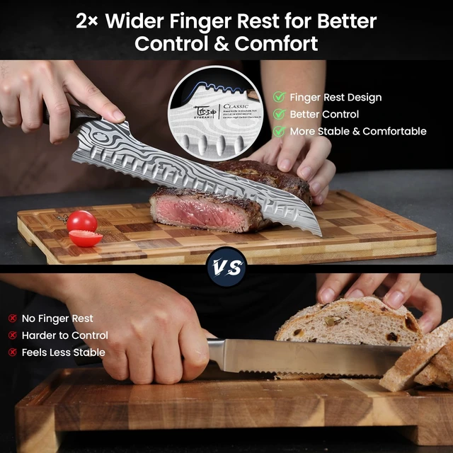 Alt view image 5 of 7 - 2026 New Upgraded Offset Bread Knife for Homemade Bread, 10.5 Inch | Resharpenable Serrated Knife, Ultra-Sharp Sourdough Slicing, Perfect Kitchen Gift, Designed for Cutting Cakes, Fruits & Meat