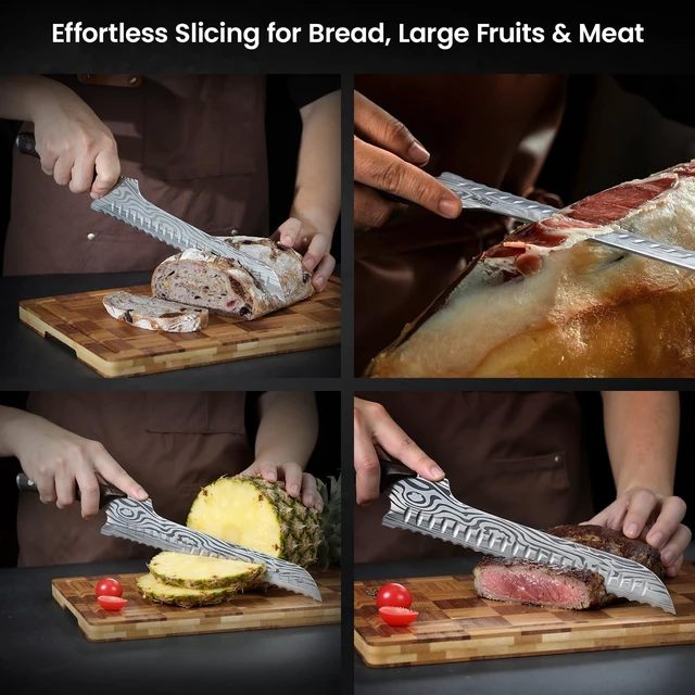 Alt view image 6 of 7 - 2026 New Upgraded Offset Bread Knife for Homemade Bread, 10.5 Inch | Resharpenable Serrated Knife, Ultra-Sharp Sourdough Slicing, Perfect Kitchen Gift, Designed for Cutting Cakes, Fruits & Meat