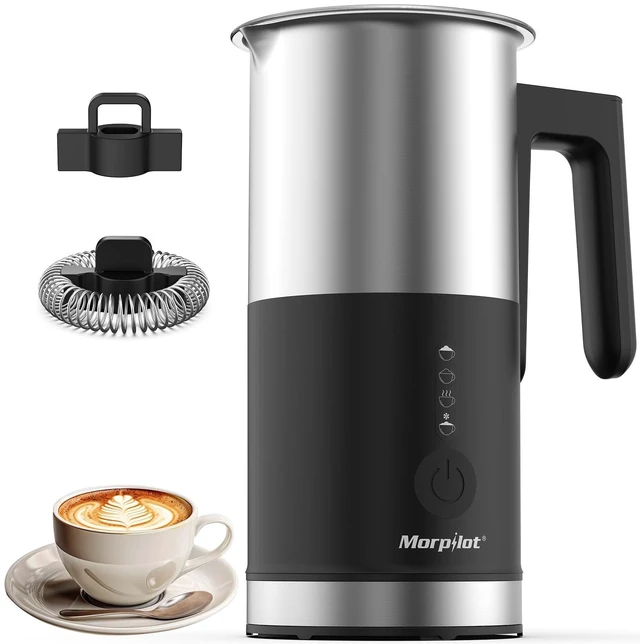 Main image of Electric Milk Frother and Steamer, 8.11oz/240ml Milk Steamer and Frother for Latte or Hot Chocolate, BPA Free, 4 Functions, Enjoy Perfect Milk Froth in 2 Min - Black