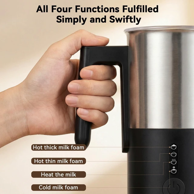 Alt view image 3 of 6 - Electric Milk Frother and Steamer, 8.11oz/240ml Milk Steamer and Frother for Latte or Hot Chocolate, BPA Free, 4 Functions, Enjoy Perfect Milk Froth in 2 Min - Black