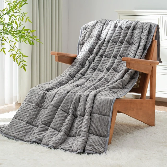 Alt view image 2 of 7 - Cooling Weighted Blanket for Adults, 20 lbs Queen Size 60" x 80" | Soft Minky Dots for Hot Sleepers; Machine Washable; All Season Use; Even Weight; Heavy Bed Blankets for Better Sleep; Grey