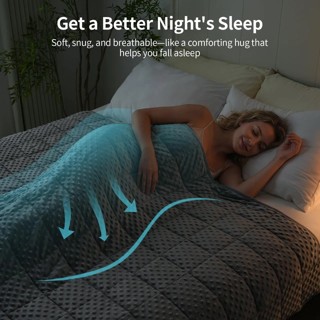 Alt view image 3 of 7 - Cooling Weighted Blanket for Adults, 20 lbs Queen Size 60" x 80" | Soft Minky Dots for Hot Sleepers; Machine Washable; All Season Use; Even Weight; Heavy Bed Blankets for Better Sleep; Grey