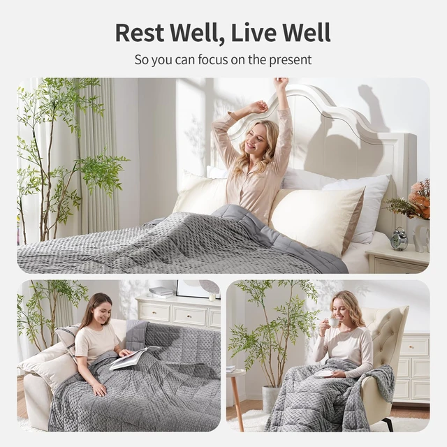 Alt view image 5 of 7 - Cooling Weighted Blanket for Adults, 20 lbs Queen Size 60" x 80" | Soft Minky Dots for Hot Sleepers; Machine Washable; All Season Use; Even Weight; Heavy Bed Blankets for Better Sleep; Grey