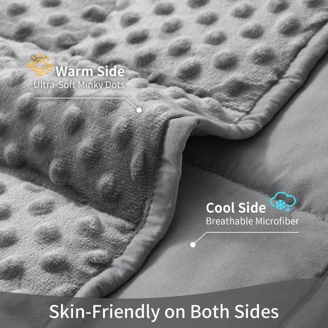 Alt view image 4 of 7 - Cooling Weighted Blanket for Adults, 20 lbs Queen Size 60" x 80" | Soft Minky Dots for Hot Sleepers; Machine Washable; All Season Use; Even Weight; Heavy Bed Blankets for Better Sleep; Grey