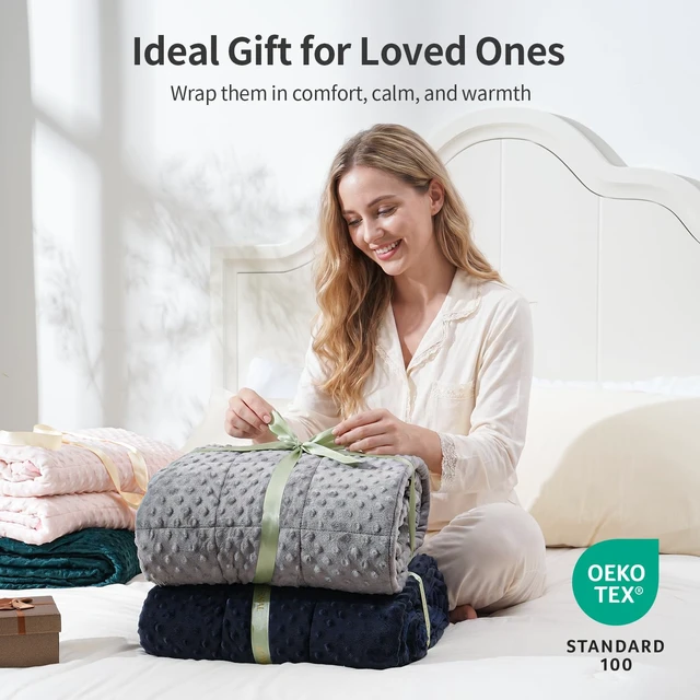 Alt view image 7 of 7 - Cooling Weighted Blanket for Adults, 20 lbs Queen Size 60" x 80" | Soft Minky Dots for Hot Sleepers; Machine Washable; All Season Use; Even Weight; Heavy Bed Blankets for Better Sleep; Grey