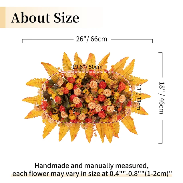 Alt view image 4 of 7 - Fall Flowers for Cemetery Decorations: Headstone Flower Saddle | Fake Silk Mums, Orange, Artificial Cemetery Flowers Fall Colors for Outdoor Grave Decor, Tombstone, Gravestone