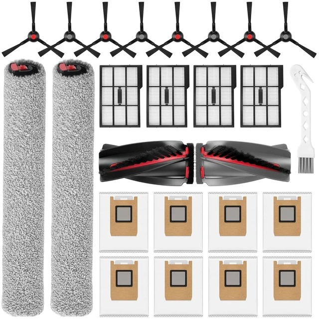 Main image of Accessory Kit Replacement Parts Compatible with eufy Omni E25/E28 | Robot Vacuum, 1 Set Rolling Brushes, 2 Roller Mops, 4 Filters, 8 Dust Bags, 8 Side Brushes, 1 Cleaning Brush
