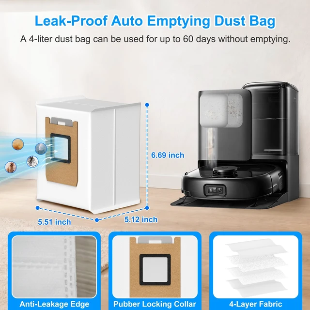 Alt view image 6 of 7 - Accessory Kit Replacement Parts Compatible with eufy Omni E25/E28 | Robot Vacuum, 1 Set Rolling Brushes, 2 Roller Mops, 4 Filters, 8 Dust Bags, 8 Side Brushes, 1 Cleaning Brush