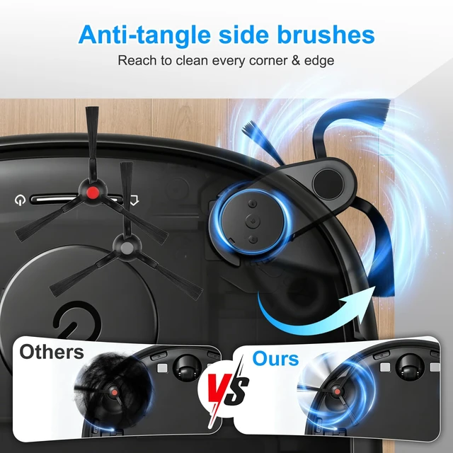 Alt view image 7 of 7 - Accessory Kit Replacement Parts Compatible with eufy Omni E25/E28 | Robot Vacuum, 1 Set Rolling Brushes, 2 Roller Mops, 4 Filters, 8 Dust Bags, 8 Side Brushes, 1 Cleaning Brush