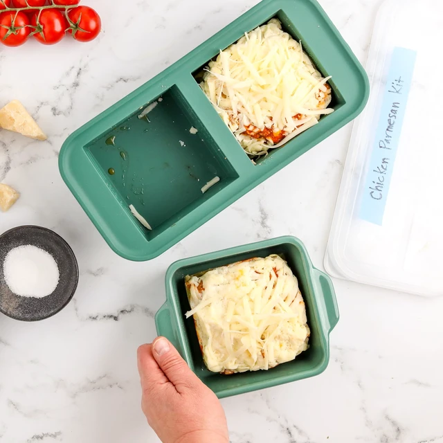 Alt view image 6 of 7 - 5x5" Ceramic Baking Dishes with Lids, Kale, 2-Pack | Premium US-Made Small Ceramic Baking Dishes with Silicone Lids, Oven, Microwave & Air Fryer Safe