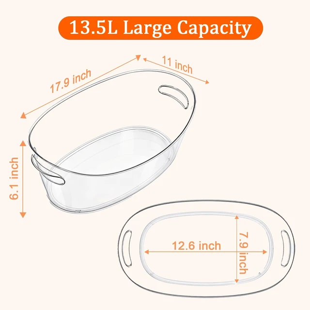 Alt view image 2 of 7 - 13.5L Ice Bucket 2 Pack Ice Buckets for Parties, Large Beverage Tub for Cocktail Bar with Handle, Drink Cooler for Wine Beer Champagne, Drink Bucket with Scoop for Mimosa Bar