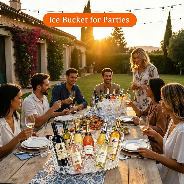 Alt view image 6 of 7 - 13.5L Ice Bucket 2 Pack Ice Buckets for Parties, Large Beverage Tub for Cocktail Bar with Handle, Drink Cooler for Wine Beer Champagne, Drink Bucket with Scoop for Mimosa Bar