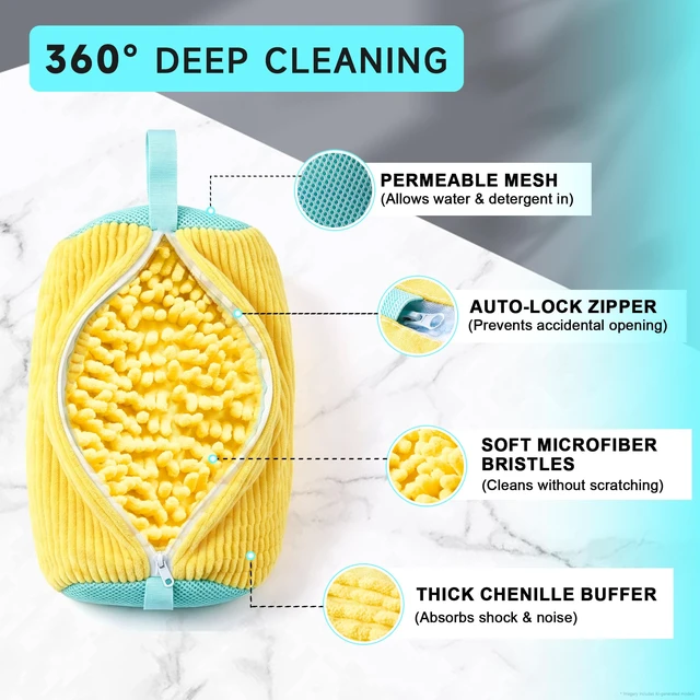 Alt view image 5 of 6 - Shoe Washing Machine Bag, 4 Pcs Shoe Laundry Bag for Sneacker | With 4 Boot Stretcher (L 6-12.5 & S 5-10.5), Reusable,Durable Zipper,360°Deep Cleaning, Fit Most Shoes Types