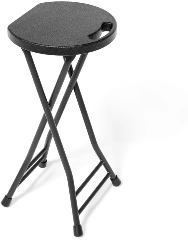 Main image of 24 Inch Folding Stool with Handle - 500LBS Capacity Portable Foldable Stool with Non-Slip Feet, Heavy-Duty Steel & Plastic Collapsible Stool for Indoor Outdoor Use, Black
