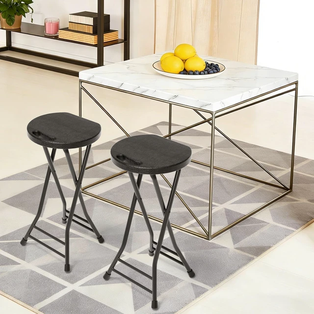 Alt view image 7 of 7 - 24 Inch Folding Stool with Handle - 500LBS Capacity Portable Foldable Stool with Non-Slip Feet, Heavy-Duty Steel & Plastic Collapsible Stool for Indoor Outdoor Use, Black