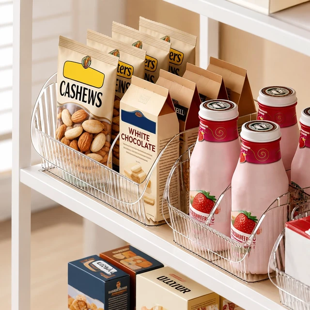 Alt view image 3 of 7 - 3 Pack Adjustable Dividers Storage Bins, Clear Pantry Organizers Boxes Set | Customizable Compartments, Versatile Organizer Bin for Kitchen Cabinet Fridge Bathroom Home, Food Snack Containers, Plastic