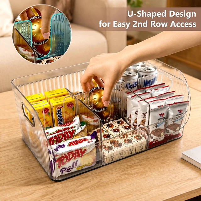 Alt view image 6 of 7 - 3 Pack Adjustable Dividers Storage Bins, Clear Pantry Organizers Boxes Set | Customizable Compartments, Versatile Organizer Bin for Kitchen Cabinet Fridge Bathroom Home, Food Snack Containers, Plastic