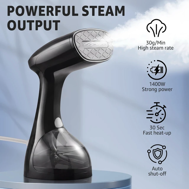 Alt view image 2 of 7 - Steamer for Clothes: 1400W Handheld Garment Steamer & Iron 2-in-1 | 30s Fast Heat-Up, 260ml Tank, Ceramic Soleplate Clothes Steamer with Brush, Auto-Off, Quick Wrinkle Remover for Home & Travel