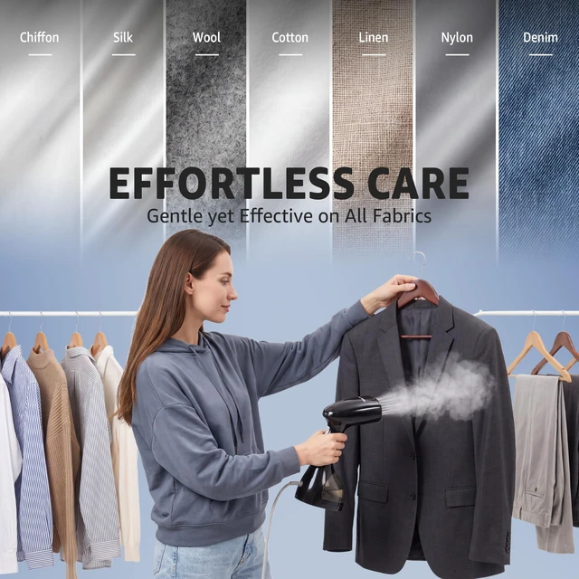 Alt view image 6 of 7 - Steamer for Clothes: 1400W Handheld Garment Steamer & Iron 2-in-1 | 30s Fast Heat-Up, 260ml Tank, Ceramic Soleplate Clothes Steamer with Brush, Auto-Off, Quick Wrinkle Remover for Home & Travel
