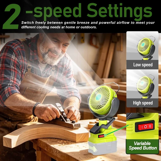 Alt view image 4 of 7 - Portable Clip Fan for Ryobi 18V Battery(Battery Not Included), Battery Powered Fan with Dual USB Charging, Cordless Fan with Adjustable Head for Home, Outdoor,Camping and Job Site,Gifts for Men Dad