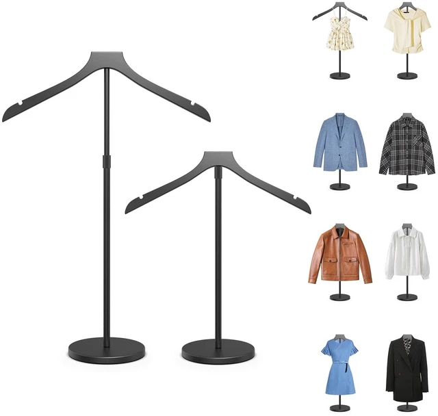 Main image of 2 Pack Mannequin Torso, 20-34 Inch Adjustable Shirt Display Stand, Black | Stable Portable Garment Dress Form, Reusable Clothing Display Hanger for T-Shirts & Coats, Easy Install for Vendors and Shops