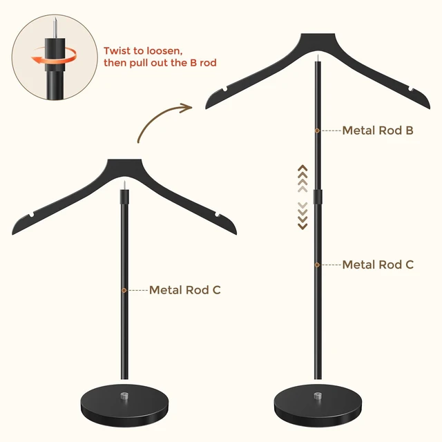 Alt view image 2 of 7 - 2 Pack Mannequin Torso, 20-34 Inch Adjustable Shirt Display Stand, Black | Stable Portable Garment Dress Form, Reusable Clothing Display Hanger for T-Shirts & Coats, Easy Install for Vendors and Shops