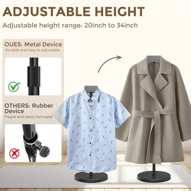 Alt view image 3 of 7 - 2 Pack Mannequin Torso, 20-34 Inch Adjustable Shirt Display Stand, Black | Stable Portable Garment Dress Form, Reusable Clothing Display Hanger for T-Shirts & Coats, Easy Install for Vendors and Shops