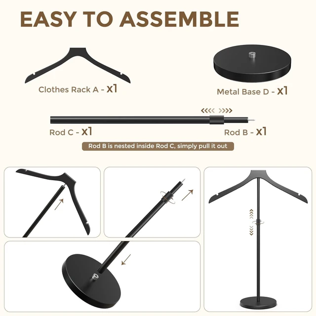 Alt view image 5 of 7 - 2 Pack Mannequin Torso, 20-34 Inch Adjustable Shirt Display Stand, Black | Stable Portable Garment Dress Form, Reusable Clothing Display Hanger for T-Shirts & Coats, Easy Install for Vendors and Shops