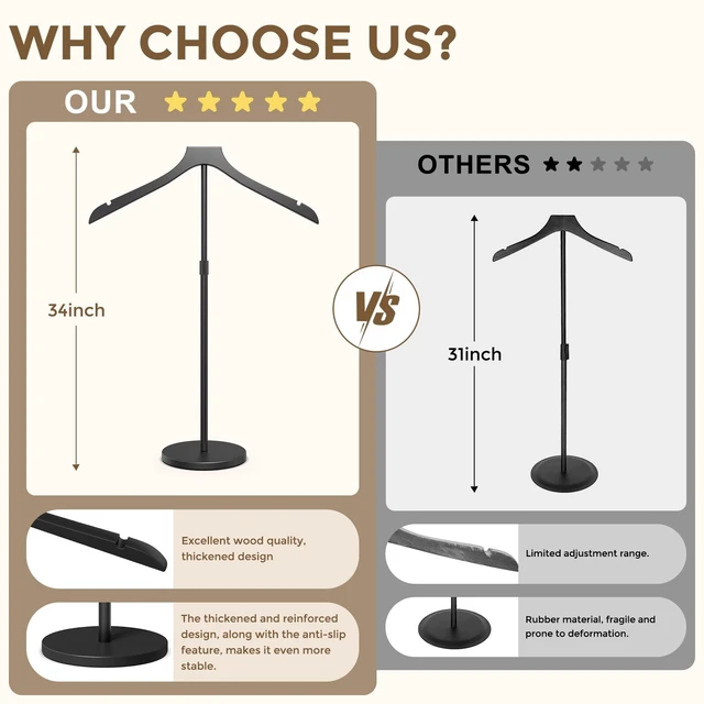 Alt view image 6 of 7 - 2 Pack Mannequin Torso, 20-34 Inch Adjustable Shirt Display Stand, Black | Stable Portable Garment Dress Form, Reusable Clothing Display Hanger for T-Shirts & Coats, Easy Install for Vendors and Shops