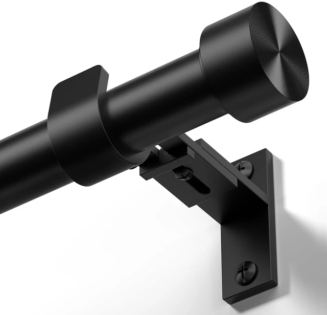 Main image of Curtain Rod 36-120 Inch, Black Heavy Duty Curtain Rods for Windows | 1 Inch Adjustable Long Window Treatment Rods, Modern Decorative Metal Drapery Pole, Solid Aluminum Finials, Easy Installation