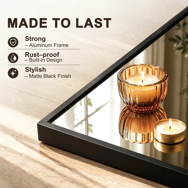 Alt view image 4 of 7 - Full Length Mirror with Stand, Floor Standing Mirror, 56"x15", Black | HD Shatterproof Glass, Free-Standing or Wall-Mounted, Full Body Mirror for Bedroom, Living Room, Dressing Room, Entryway