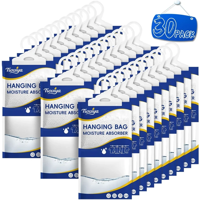 Main image of Moisture Absorbers 30 Pack,Hanging Closet Dehumidifier Bags | Moisture Absorbing Bags, Desiccant,Moisture Absorbing Bags for Closet,Wardrobes,Bedrooms, Bathrooms
