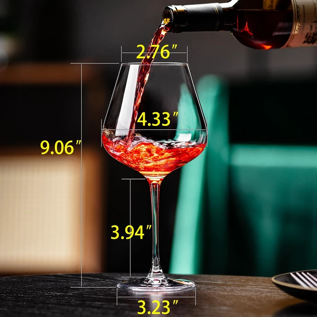Alt view image 2 of 7 - Wine Glasses Set of 4, 22oz Large Red Wine Glasses for Bordeaux & Burgundy, Lead-Free Glass with Stem, Gift for Him Her, Suitable for Home Bar, Hosting, Birthday, Wedding & Christmas