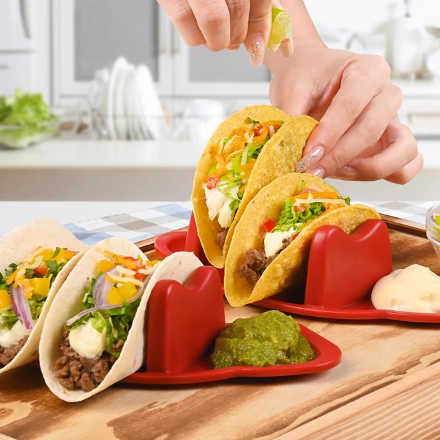 Alt view image 7 of 7 - Taco Tuesday Kit, Taco Bar Serving Set for a Party with 3-Temp Control, 33oz Heated Pot, 6 Removable Trays & 4 Taco Holders, Lazy Susan Taco Bar for Burritos, Nachos, and Fajitas, Christmas Gift