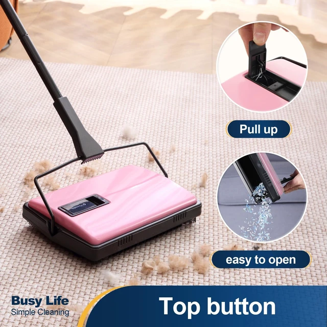 Alt view image 4 of 7 - Manual Carpet Sweeper Cleaner Household Sweeper with Extra Brush | Lightweight Hand Push Non-Electric for Home Office Low&Undercoat Carpets Rugs Pet Hair Dust Scraps Cleaning