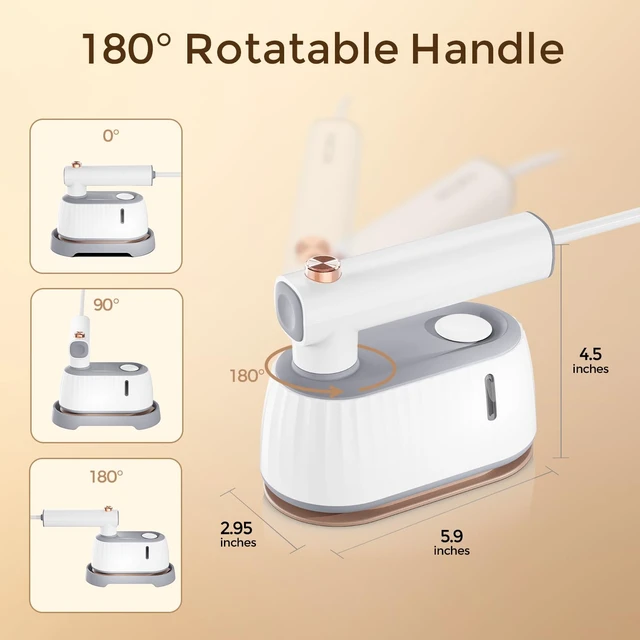 Alt view image 6 of 7 - Handheld Garment Steamer, 2-in-1 Steamer & Dry Iron for Clothes, Portable Travel Steamer for Clothes, 15s Fast Heat-Up, Leak-Resistant (Square handle)