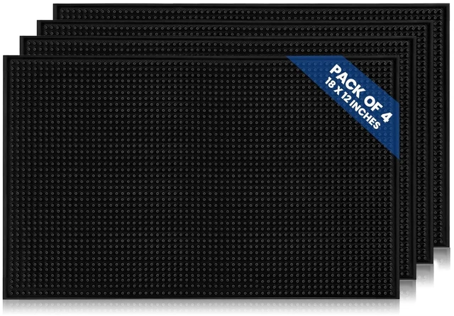 Main image of Premium Rubber Bar Mats 18"x12" 4 Pack - Non-Slip Drying Mats