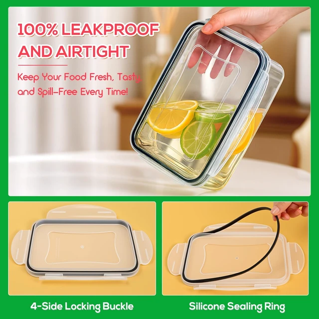 Alt view image 3 of 7 - 62PCS Thick Food Storage Containers with Airtight Lids for Meal Prep | BPA-Free Plastic Food Container Set for Leftovers, Snacks, Lunch, Fruit, Freezer Storage & Kitchen Organization, Leakproof
