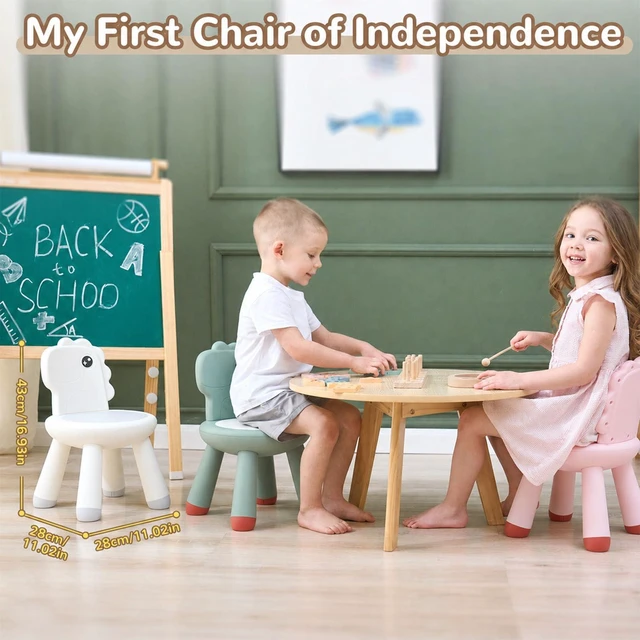 Alt view image 2 of 7 - Toddler Chair, Sturdy Kids Chair, Dinosaur Chair for Kids | Anti-Slip Toddler Chairs for Table, Multi Use Chairs for Toddlers, Plastic Chairs with Ergonomic Backrest