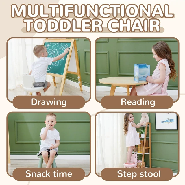 Alt view image 4 of 7 - Toddler Chair, Sturdy Kids Chair, Dinosaur Chair for Kids | Anti-Slip Toddler Chairs for Table, Multi Use Chairs for Toddlers, Plastic Chairs with Ergonomic Backrest