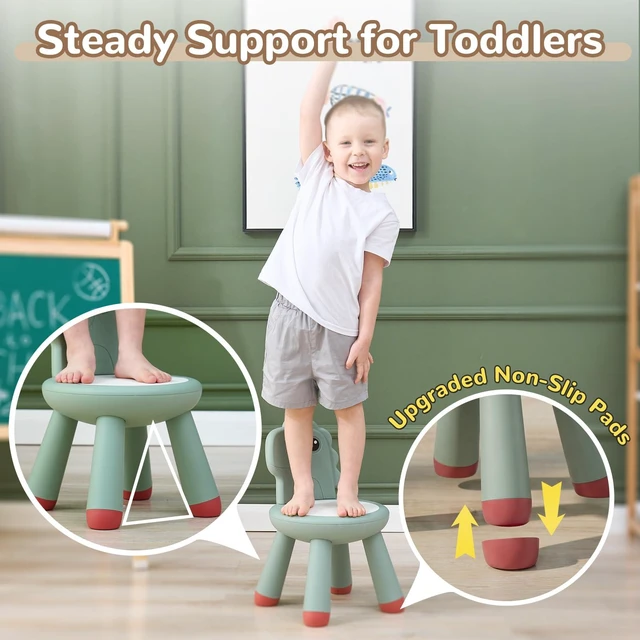 Alt view image 5 of 7 - Toddler Chair, Sturdy Kids Chair, Dinosaur Chair for Kids | Anti-Slip Toddler Chairs for Table, Multi Use Chairs for Toddlers, Plastic Chairs with Ergonomic Backrest